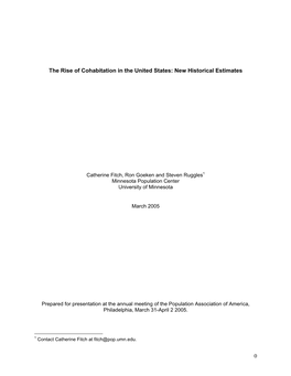 The Rise of Cohabitation in the United States: New Historical Estimates