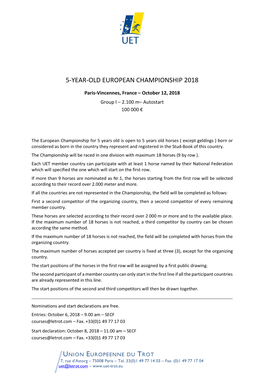 5-Year-Old European Championship 2018