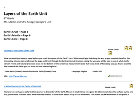 Layers of the Earth Unit 8Th Grade Ms