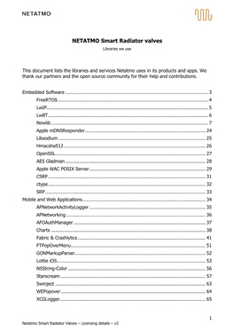 NETATMO Smart Radiator Valves Libraries We Use