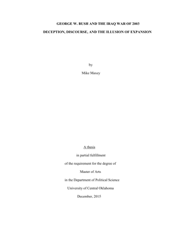 George W. Bush and the Iraq War of 2003 Deception