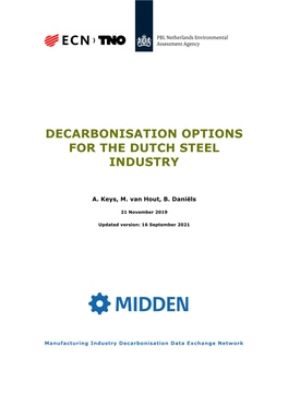 Decarbonisation Options for the Dutch Steel Industry