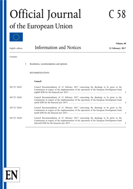 Official Journal C 58 of the European Union