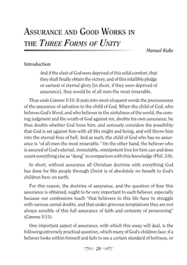 Assurance and Good Works in the Three Forms of Unity Manuel Kuhs