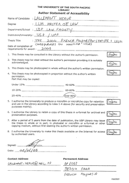 The 2004 French Polynesian Statute: Legal Consequences on Maritime Issues