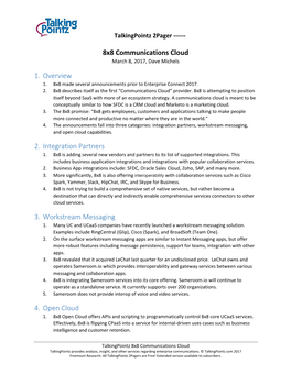 8X8 Communications Cloud March 8, 2017, Dave Michels