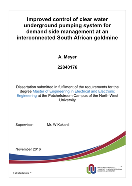 Improved Control of Clear Water Underground Pumping System for Demand Side Management at an Interconnected South African Goldmine