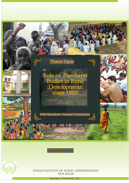 Role of Panchayat Bodies in Rural Development Since 1959 (2011)