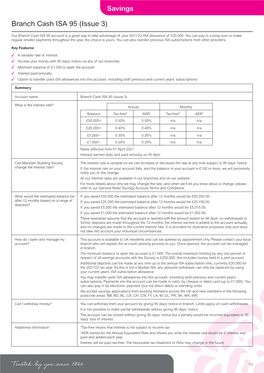 Branch Cash ISA 95 (Issue 3)