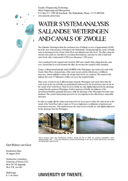 Water System Analysis Sallandse Weteringen and Canals of Zwolle