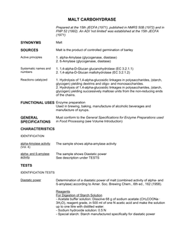Malt Carbohydrase