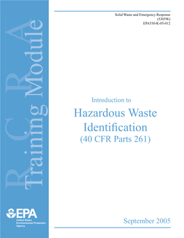 Introduction to Hazardous Waste Identification