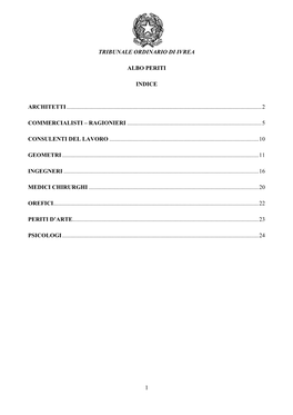 1 Tribunale Ordinario Di Ivrea Albo Periti Indice Architetti