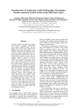 Transliteration of Arabizi Into Arabic Orthography: Developing a Parallel Annotated Arabizi-Arabic Script SMS/Chat Corpus