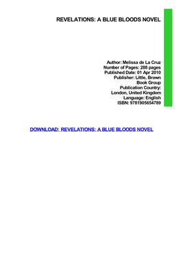 {DOWNLOAD} Revelations: a Blue Bloods Novel Ebook