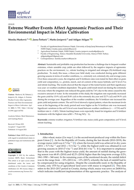 Extreme Weather Events Affect Agronomic Practices and Their Environmental Impact in Maize Cultivation