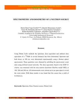 Spectrometry and Dosimetry of a Neutron Source