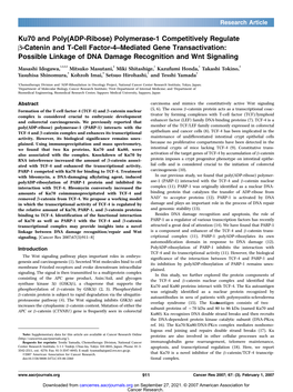 Ku70 and Poly(ADP-Ribose)