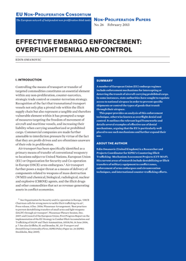 EFFECTIVE EMBARGO ENFORCEMENT: OVERFLIGHT DENIAL and CONTROL Edin Omanovic