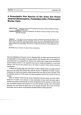 A Remarkable New Species of the Army Ant Genus Polymorphlc