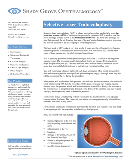 Glaucoma – SLT (Selective Laser Trabeculoplasty)