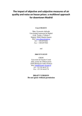 The Impact of Objective and Subjective Measures of Air Quality and Noise on House Prices: a Multilevel Approach for Downtown Madrid