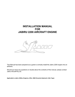 Installation Manual for Jabiru 2200 Aircraft Engine