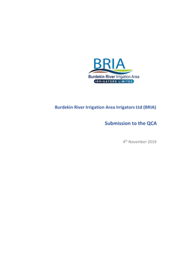 Burdekin River Irrigation Area Irrigators Ltd (BRIA) Submission to The