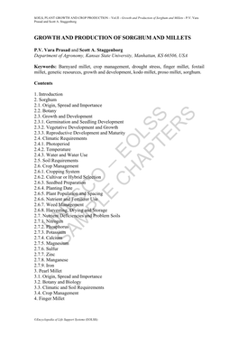 Growth and Production of Sorghum and Millets - P.V
