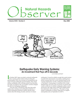 Earthquake Early Warning Systems: an Investment That Pays Off in Seconds – an Invited Comment