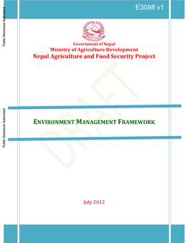 Ministry of Agriculture Development Nepal Agriculture and Food Security Project