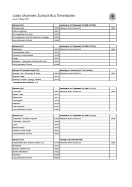 Bus Timetables (Updated 11 May 2021)