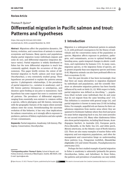 Differential Migration in Pacific Salmon and Trout