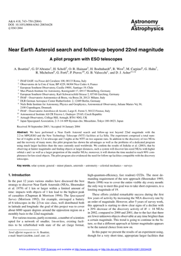 Near Earth Asteroid Search and Follow-Up Beyond 22Nd Magnitude