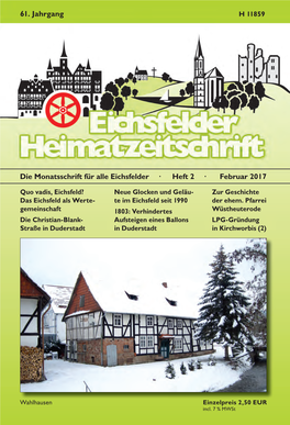 Die Monatsschrift Für Alle Eichsfelder · Heft 2 · Februar 2017 61. Jahrgang