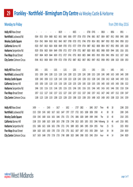 29 Frankley - Northfield - Birmingham City Centre Via Weoley Castle & Harborne