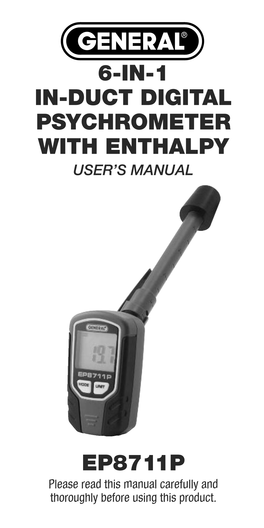 EP8711P 6-In-1 In-Duct Digital Psychrometer with Enthalpy