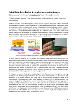 Scintillator Based Color X-Ray Photon Counting Imager Stijn Vandewiele1,4, Bart Dierickx1,2, Benoit Dupont1,3, Arnaud Defernez1, Dirk Uwaerts1