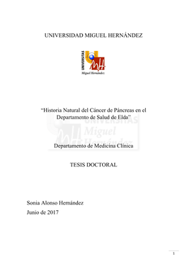 Historia Natural Del Cáncer De Páncreas En El Departamento De Salud De Elda”
