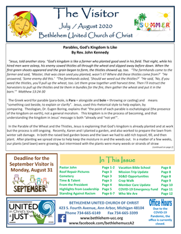 July / August 2020 Bethlehem United Church of Christ