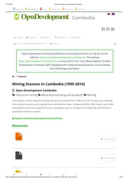 Mining Licenses in Cambodia (1995-2014)