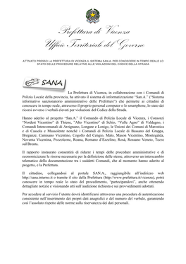 Attivato Presso La Prefettura Di Vicenza Il Sistema San.A