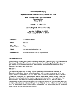 Outlines the Grade Scale Percentage Equivalents Used in the Department of Communication, Media and Film