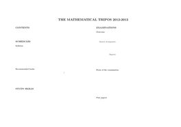 The Mathematical Tripos 2012-2013