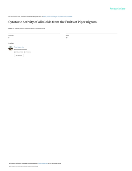 Cytotoxic Activity of Alkaloids from the Fruits of Piper Nigrum