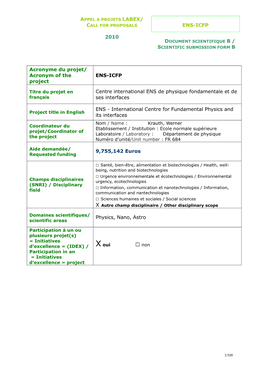 Non Participation in an « Initiatives D’Excellence » Project