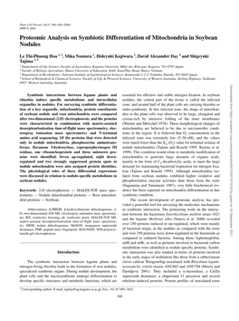 Proteomic Analysis on Symbiotic Differentiation of Mitochondria in Soybean Nodules