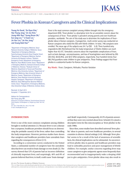 Fever Phobia in Korean Caregivers and Its Clinical Implications