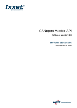 Canopen Master API Software Design Guide 4.12.0132.20000 1.0 En-US Table of Contents Page