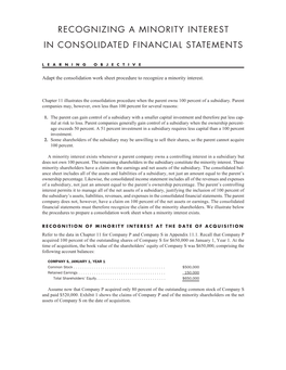 Recognizing a Minority Interest in Consolidated Financial Statements